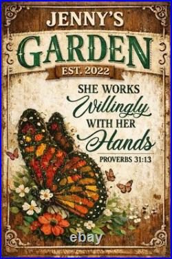 Personalized Vintage Garden Retro Metal Sign Old Fashioned Wall Decor Gift