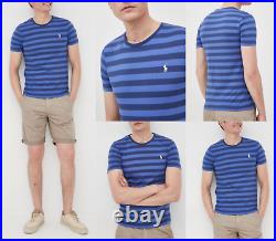 Polo Ralph Lauren 90s Stripes Retro Tee T-Shirt Shirt Custom Fit Pure Cotton L