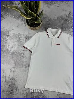 Prada Milano Red Tab Basic Old Money Luxury ItalyVintage White Polo T Shirt Tee