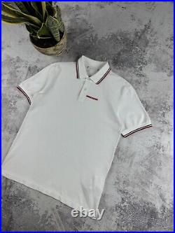 Prada Milano Red Tab Basic Old Money Luxury ItalyVintage White Polo T Shirt Tee