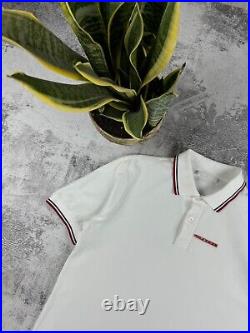 Prada Milano Red Tab Basic Old Money Luxury ItalyVintage White Polo T Shirt Tee