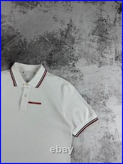 Prada Milano Red Tab Basic Old Money Luxury ItalyVintage White Polo T Shirt Tee