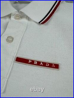 Prada Milano Red Tab Basic Old Money Luxury ItalyVintage White Polo T Shirt Tee