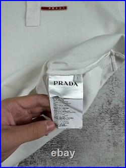 Prada Milano Red Tab Basic Old Money Luxury ItalyVintage White Polo T Shirt Tee