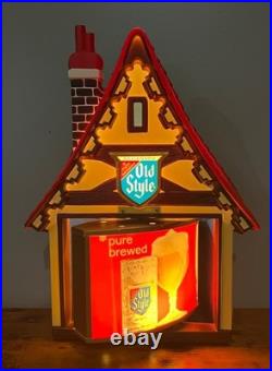 RARE 1960's VTG Heileman's OLD STYLE Beer Chalet MOTION Bar Light Sign! MINTY