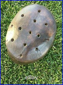 RARE Antique Old 1915s Harvard Style FLAT TOP All Leather Football Helmet KILLER