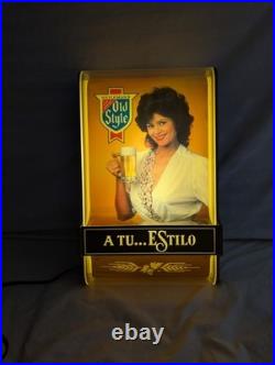 RARE Heilemans Old Style Beer Light Up Sign Vtg 1984 A TU. ESTILO