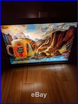 RARE Old Style Motion Lighted Beer Sign Waterfall Water Brewed Water Pure A1 VTG