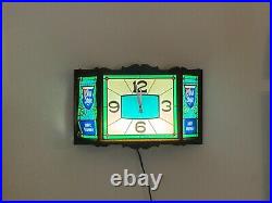 RARE VTG 1970 Heileman's OLD STYLE BEER Wall Light Clock Sign Faux STAINED GLASS