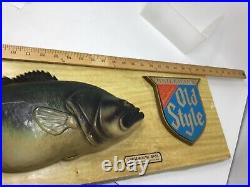 RARE Vintage Heilemans Largemouth Bass Old Style Beer Sign 29 long