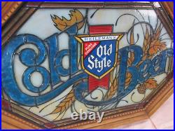 RARE Vintage Old Style COLD BEER Faux Stained Glass Bar Lighted Sign Heilleman's RARE Vintage Old Style COLD BEER Faux Stained Glass Bar Lighted Sign Heilleman's