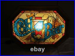 RARE Vintage Old Style COLD BEER Faux Stained Glass Bar Lighted Sign Heilleman's RARE Vintage Old Style COLD BEER Faux Stained Glass Bar Lighted Sign Heilleman's