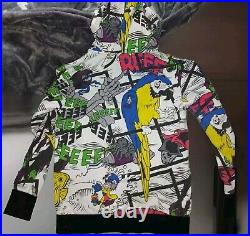 RARE Vintage Reef Surf Hoodie Size L Comic Style, Parrot, Mermaid, Reefer Spider