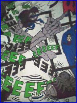 RARE Vintage Reef Surf Hoodie Size L Comic Style, Parrot, Mermaid, Reefer Spider