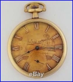 Rare 1919 Year Elgin Fancy Old World Style Dial 16S Pocket Watch Winds, Sets, Runs