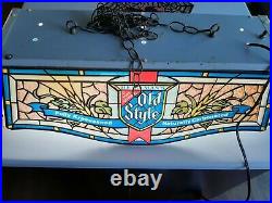 Rare 1980 Vintage Old Style Beer Pool Table Light Stained Glass Look
