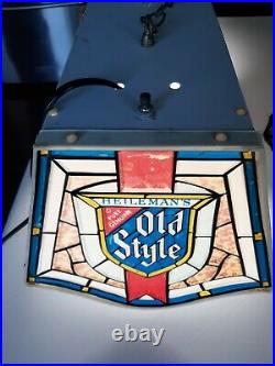 Rare 1980 Vintage Old Style Beer Pool Table Light Stained Glass Look