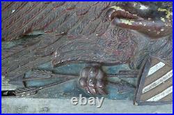 Rare ANTIQUE 19THC CAST ZINC BELLAMY STYLE EAGLE U. S. SHIELD OLD PAINT 39.75