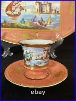 Rare Antique Old Paris / Sevres Style Porcelain (Harbor Seen)Tea set