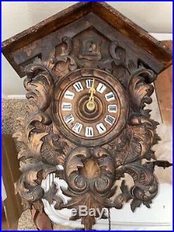 Rare German Black Forest Rococo Style Cuckoo Clock Coo coo Antique Vintage Old