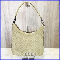 Rare Gucci GG Pattern One Shoulder Bag Beige Vintage Old Style