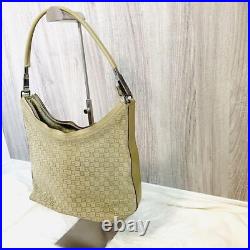 Rare Gucci GG Pattern One Shoulder Bag Beige Vintage Old Style