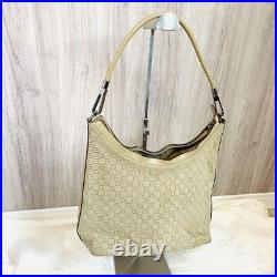 Rare Gucci GG Pattern One Shoulder Bag Beige Vintage Old Style