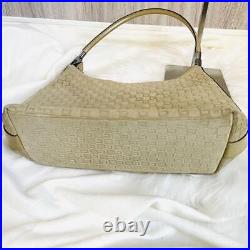 Rare Gucci GG Pattern One Shoulder Bag Beige Vintage Old Style