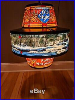 Rare Old Style Beer Rotating Hanging Light Waterfall Vintage Bar Lighted Sign