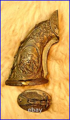 Rare Old Vintage Cast Tiffany Style Grips For Colt CIVIL War Revolvers Unfini