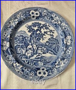 Rare Staffordshire (2) Blue Transferware Plates Piping Shepard 9.75