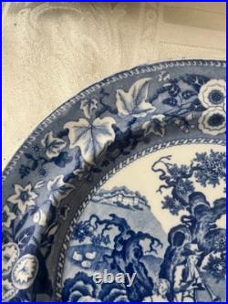 Rare Staffordshire (2) Blue Transferware Plates Piping Shepard 9.75