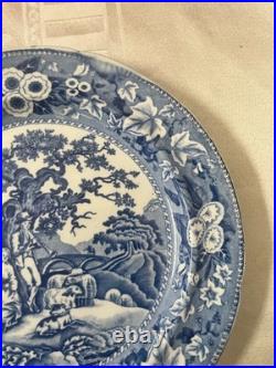 Rare Staffordshire (2) Blue Transferware Plates Piping Shepard 9.75