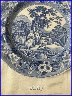 Rare Staffordshire (2) Blue Transferware Plates Piping Shepard 9.75