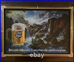Rare Vintage Heileman's Old Style Beer Waterfalls Lighted Motion Sign 24x17