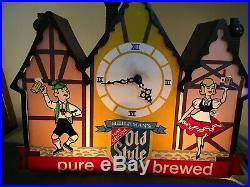 Rare Vintage Heilemans Old Style Beer Lighted Clock Sign