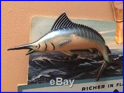 Rare Vintage Heilemans Old Style Beer Sign 1950s Deep Sea Fishing