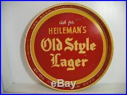 Rare Vintage Heilemans Old Style Lager Beer Tray Metal Tin Yellow Lettering