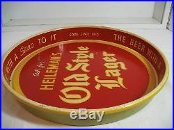 Rare Vintage Heilemans Old Style Lager Beer Tray Metal Tin Yellow Lettering