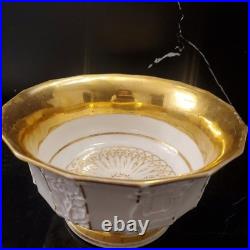 Rare Vintage Old Paris Style Raised Greek Design Footed Bowl Gilt Rim D 7 1/2