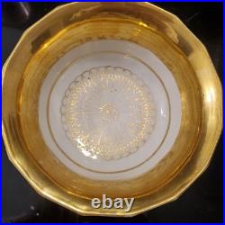 Rare Vintage Old Paris Style Raised Greek Design Footed Bowl Gilt Rim D 7 1/2