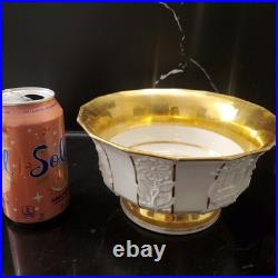 Rare Vintage Old Paris Style Raised Greek Design Footed Bowl Gilt Rim D 7 1/2