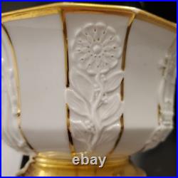 Rare Vintage Old Paris Style Raised Greek Design Footed Bowl Gilt Rim D 7 1/2