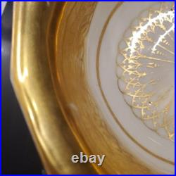 Rare Vintage Old Paris Style Raised Greek Design Footed Bowl Gilt Rim D 7 1/2