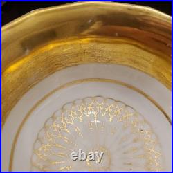 Rare Vintage Old Paris Style Raised Greek Design Footed Bowl Gilt Rim D 7 1/2