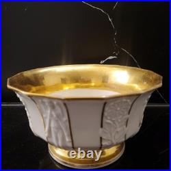 Rare Vintage Old Paris Style Raised Greek Design Footed Bowl Gilt Rim D 7 1/2