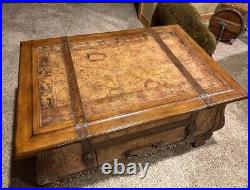Rare Vintage Old World Style Bombee Map Trunk Coffee Table