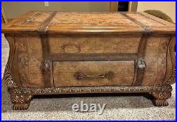 Rare Vintage Old World Style Bombee Map Trunk Coffee Table