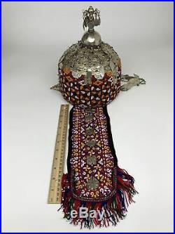 Reproduced from Old Pieces Vintage Style Large Turkmen Hat Metal Work Silk, P104
