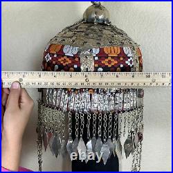 Reproduced from Old Pieces Vintage Style Large Turkmen Hat Metal Work Silk, P106